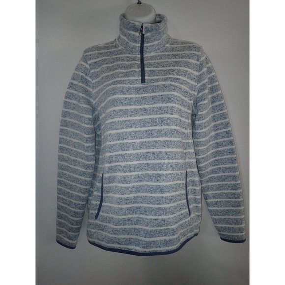 Thread + Supply Anthropologie 1/4 Zip Striped Pullover Sweater Women's‎ L Blue - Picture 1 of 6